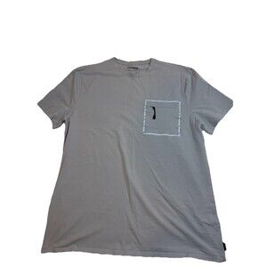 Express Men's Gray Stretch Knit Short Sleeve Crew Neck T-Shirt Zip Pocket Size L
